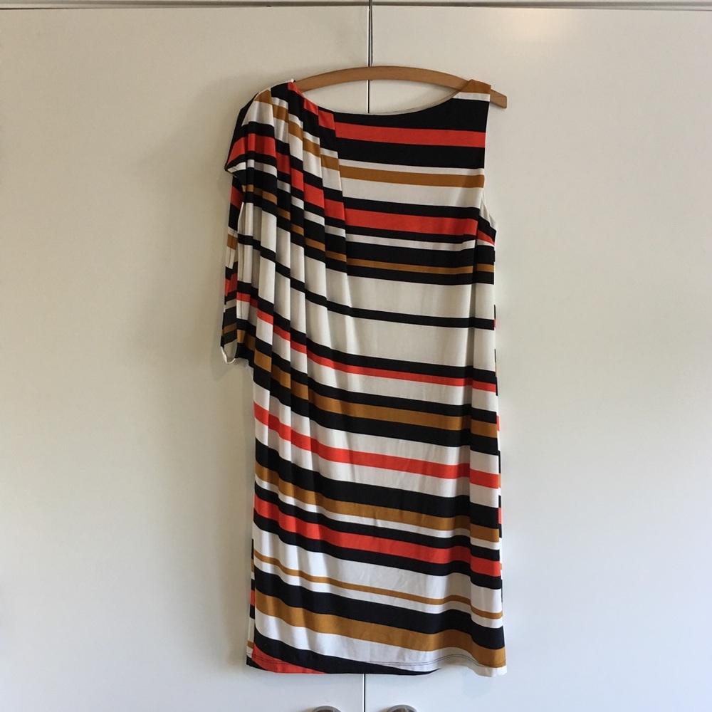 Muse Mod Orange White Striped Dress 6